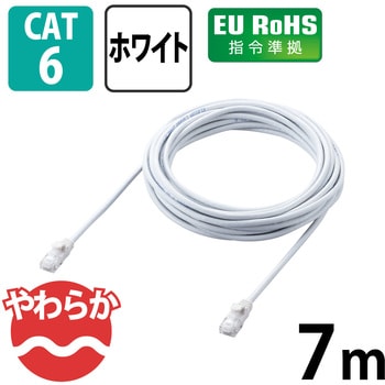 LANケーブル CAT6 ギガビット より線 やわらか スリムコネクタ 爪折れ防止 短尺 エレコム