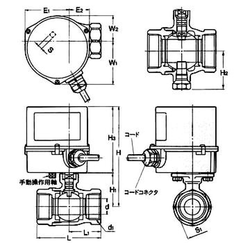 EA100-UTFE-40A ステンレス小型電動式 ボールバルブ(フルボア) 1個