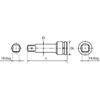 BEP6-150 19.0sq.インパクトレンチ用エクステンションバー 1本 KTC