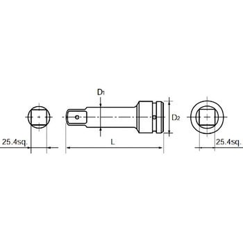 BEP8-250 25.4sq.インパクトレンチ用エクステンションバー 1本 KTC