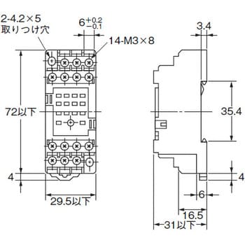 PYFZ-14-E 共用ソケット 角形ソケット PY(表面接続) 1箱(100個