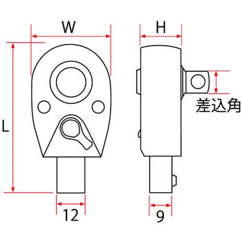 差替式デジタルトルクレンチ用ラチェットヘッド Pro-Auto