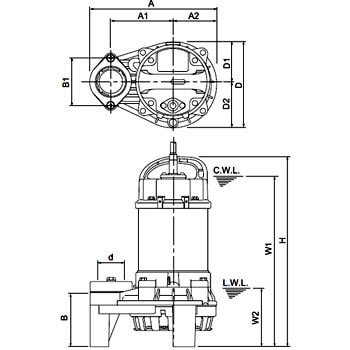 50PNA2.4S 雑排水用水中ハイスピンポンプ (バンクスシリーズ) PN型 1台