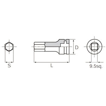 9.5sq.インパクトレンチ用ヘキサゴンレンチ KTC