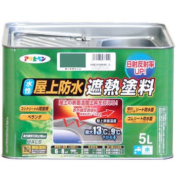 ダークグリーン 水性屋上防水遮熱塗料 1缶(5L) アサヒペン 【通販