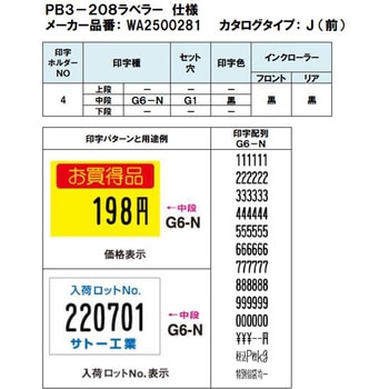 WA2500281 PB3-208ラベラー 1台 SATO(サトー) 【通販サイトMonotaRO】