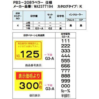 WA2377194 PB3-208ラベラー 1台 SATO(サトー) 【通販サイトMonotaRO】