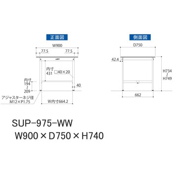 軽量作業台/耐荷重150kg_固定式_ワークテーブル150シリーズ_低圧メラミン天板 山金工業