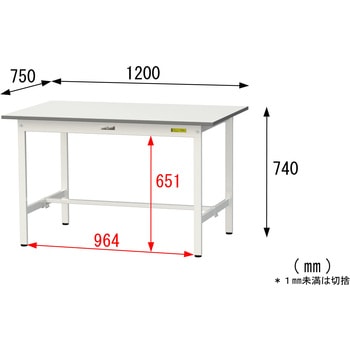 軽量作業台/耐荷重150kg_固定式_ワークテーブル150シリーズ_低圧メラミン天板 山金工業