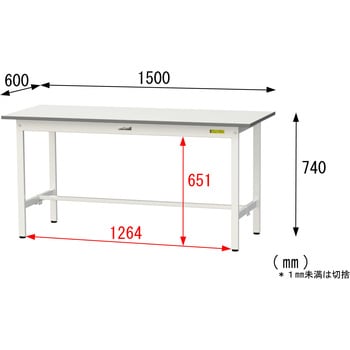 軽量作業台/耐荷重150kg_固定式_ワークテーブル150シリーズ_低圧メラミン天板 山金工業