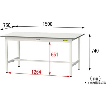 軽量作業台/耐荷重150kg_固定式_ワークテーブル150シリーズ_低圧メラミン天板 山金工業