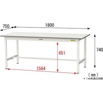 軽量作業台/耐荷重150kg_固定式_ワークテーブル150シリーズ_低圧メラミン天板 山金工業