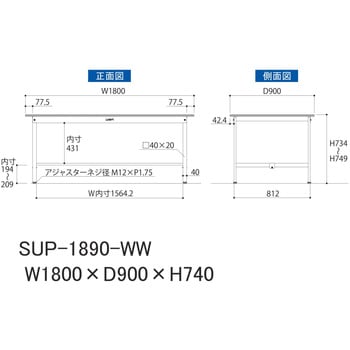 軽量作業台/耐荷重150kg_固定式_ワークテーブル150シリーズ_低圧メラミン天板 山金工業