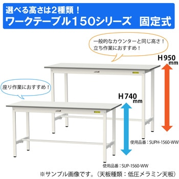 軽量作業台/耐荷重150kg_固定式_ワークテーブル150シリーズ_低圧メラミン天板 山金工業
