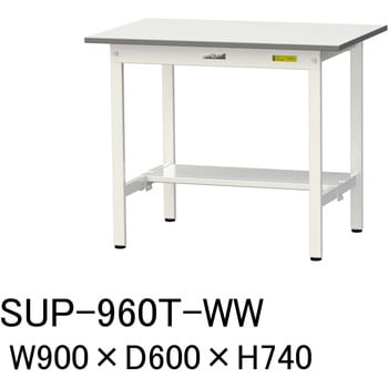 軽量作業台/耐荷重150kg_固定式H740_半面棚板付_ワークテーブル150シリーズ 山金工業