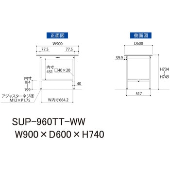 軽量作業台/耐荷重150kg_固定式H740_全面棚板付_ワークテーブル150シリーズ 山金工業