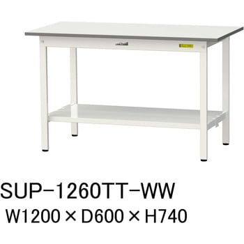 軽量作業台/耐荷重150kg_固定式H740_全面棚板付_ワークテーブル150シリーズ 山金工業