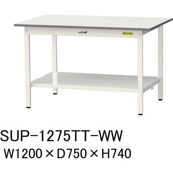 軽量作業台/耐荷重150kg_固定式H740_全面棚板付_ワークテーブル150シリーズ 山金工業