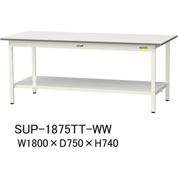 軽量作業台/耐荷重150kg_固定式H740_全面棚板付_ワークテーブル150シリーズ 山金工業