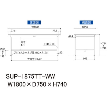 軽量作業台/耐荷重150kg_固定式H740_全面棚板付_ワークテーブル150シリーズ 山金工業