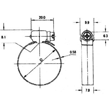 ホースクランプ MHタイプ 使用範囲8～22Φmm 1個 MH - 6