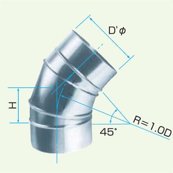 200 スパイラルエルボ 45° 1個 クリモト(栗本鉄工所) 【通販サイト
