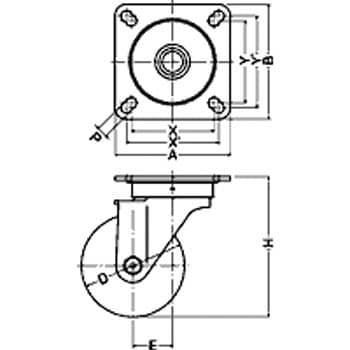 520S-MCB125 520S・自在車(UMCナイロン一体車輪・B入) 1個 ハンマー