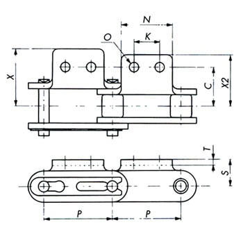 RF2100-A2-JL バイピッチチェーン ジョイントリンク 片側