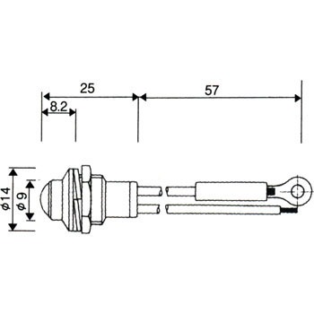 PL01R03 パイロットランプ 12V(コード付) 1個 YEC 【通販モノタロウ】