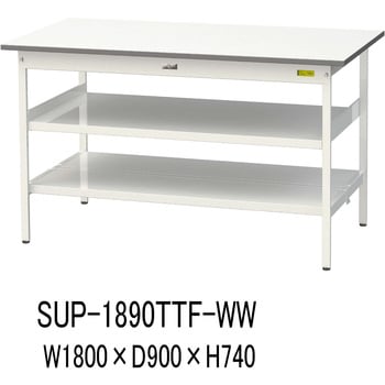 ワークテーブル150シリーズ(全面棚板+中間棚付き) 山金工業 汎用タイプ