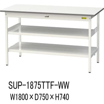 ワークテーブル150シリーズ(全面棚板+中間棚付き) 山金工業 汎用タイプ