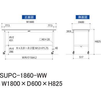 【軽量作業台】ワークテーブル耐荷重128kg(自重含む)・H825移動式・低圧メラミン天板