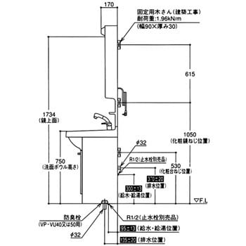 洗面化粧台KRシリーズ(間口750mm)2枚扉/三面鏡(両袖収納タイプ)