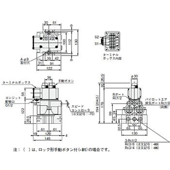 503-4E2 AC200 電磁弁(丸形)503シリーズ コガネイ 4ポート パイロット