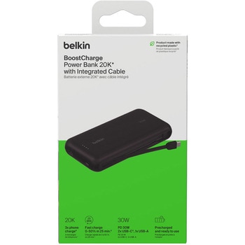 BoostChargePD 30W Power Bank20000mAh ケーブル内蔵モバイルバッテリー BELKIN(ベルキン)