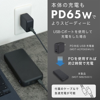 モバイルバッテリー 25000mAh PD140W出力 残量表示ディスプレイ PSE適合製品 ケーブル付属 MOTTERU