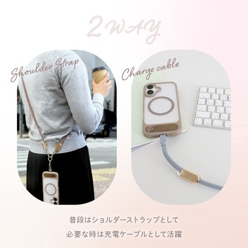 USB Type-C to USB Type-C 充電ケーブルwith スマートフォン用ショルダーストラップ Mignonne(ミニョン) OWLTECH(オウルテック)