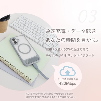 USB Type-C to USB Type-C 充電ケーブルwith スマートフォン用ショルダーストラップ Mignonne(ミニョン) OWLTECH(オウルテック)