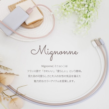 シースルー素材採用 耐屈曲5万回 急速充電3A/データ転送USB Type-A to USB Type-C シリコンケーブル Mignonne(ミニョン) OWLTECH(オウルテック)