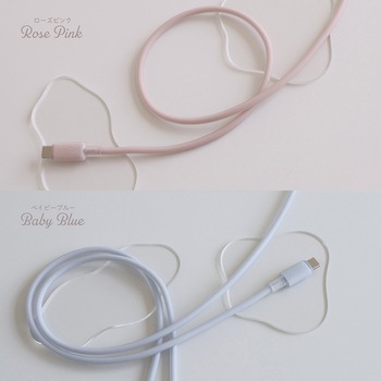 シースルー素材採用 耐屈曲5万回 急速充電3A/データ転送USB Type-A to USB Type-C シリコンケーブル Mignonne(ミニョン) OWLTECH(オウルテック)