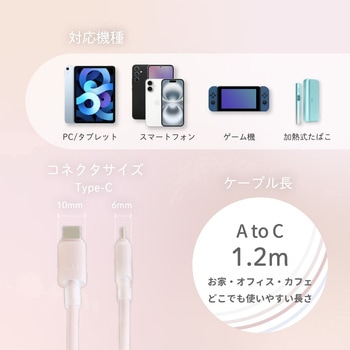 シースルー素材採用 耐屈曲5万回 急速充電3A/データ転送USB Type-A to USB Type-C シリコンケーブル Mignonne(ミニョン) OWLTECH(オウルテック)