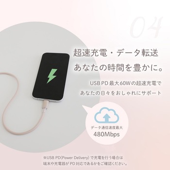 シースルー素材採用 耐屈曲5万回 PD60W充電/データ転送USB Type-C to USB Type-C シリコンケーブル Mignonne(ミニョン) OWLTECH(オウルテック)