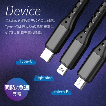 3in1 USBケーブル (Type-C / Ligtning / microB) 120cm AFF WARE