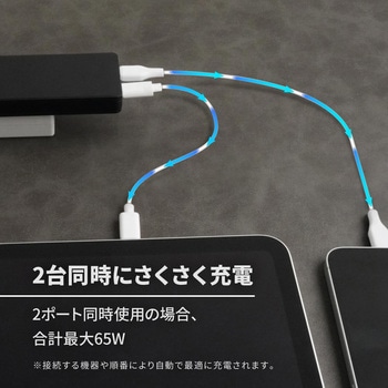 薄さ14mm 最大PD65W出力GaN採用 USB Type-C×2 AC充電器 OWLTECH(オウルテック)