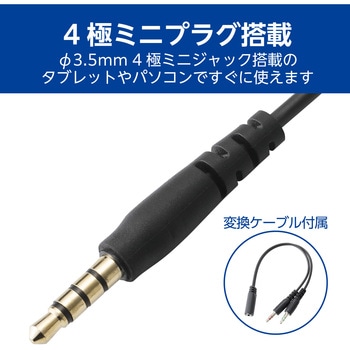 ヘッドセット 有線 3.5mm 接続 カナル型 マイク付き 高音質 音量調整 ミュート機能 エレコム