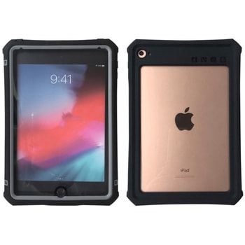 <耐衝撃・防塵防水>iPad mini4～5用 IP68ケース 細ストラップ、細長スタンド付属 ブルー