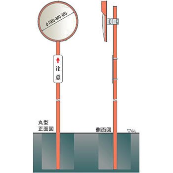 1MSK0600S ステンレスカーブミラー 丸型一面 1式 ナック・ケイ・エス