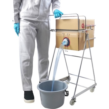 ステンレス製缶スタンド 浅型段ボール用 キャスター付 エム・あい