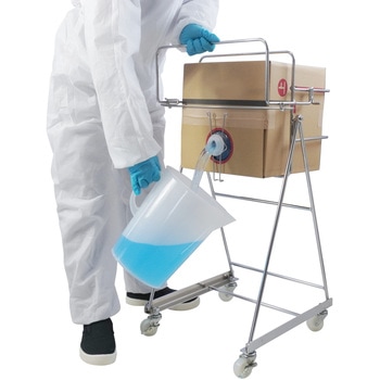 ステンレス製缶スタンド 浅型段ボール用 キャスター付 エム・あい