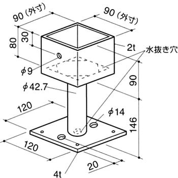 SH-90角 ステンレス装飾柱受け 1本 BXカネシン 【通販サイトMonotaRO】